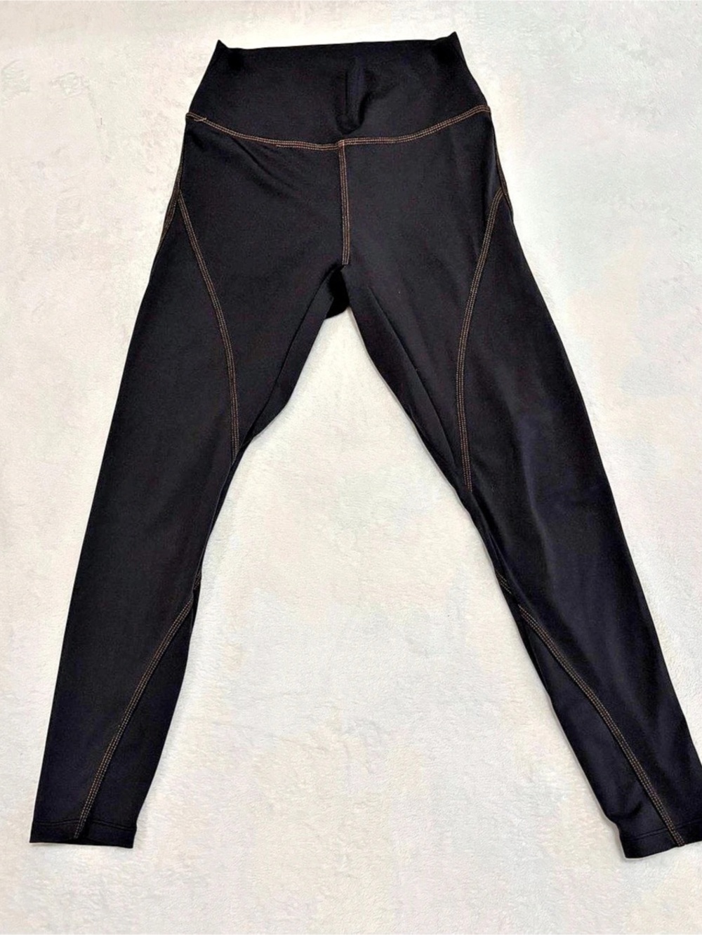 Wilo The Label "The Contrast" High Rise Sleek Leggings Black/Orange Women's Size